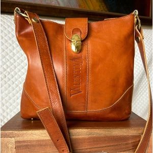 Valentina Made in Italy Leather Tan Shoulder Bag